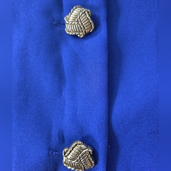 Vintage Leslie Fay Jacket Women 16 Color Block Padded 5Button Embroidered Career - Picture 5 of 14